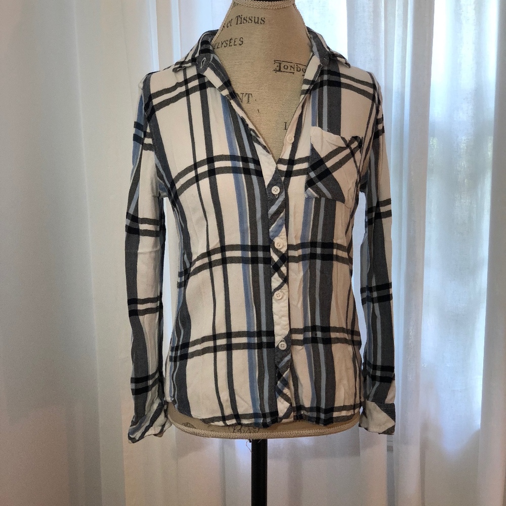 White and Navy Flannel